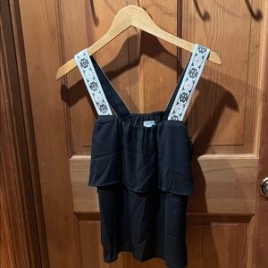 J. Crew Black Camisole with Embroidered Straps